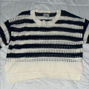 Pink Rose Navy and Cream Striped Sweater